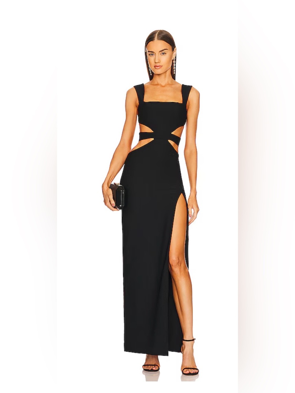 Michael Costello x REVOLVE Sadie Gown Black Cutout Maxi Strappy Bodice Small